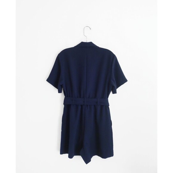 Carolina Ritz Navy Blue Short Sleeve Wide Leg Romper size FR 36 US 4 - Picture 4 of 6